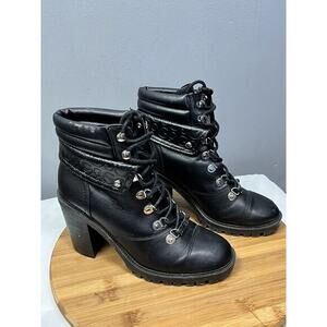 G By Guess Los Angeles Josine Heeled Boots Womens 7M Lace Up Ankle Booties